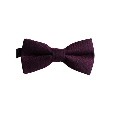 Plum Solid Cotton Kid's Pre-Tied Bow Tie