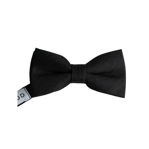Black Solid Cotton Kid's Pre-Tied Bow Tie