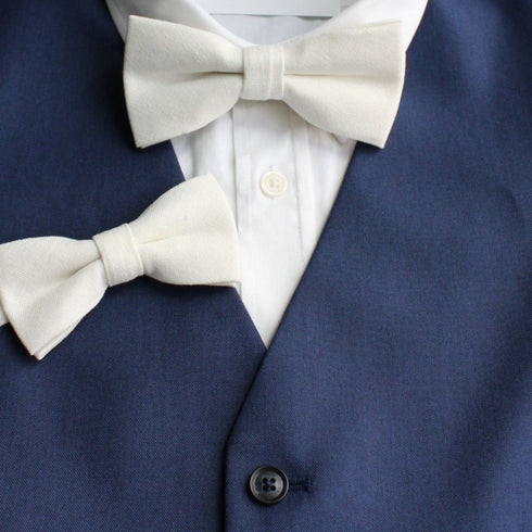 Ivory Solid Cotton Kid's Pre-Tied Bow Tie