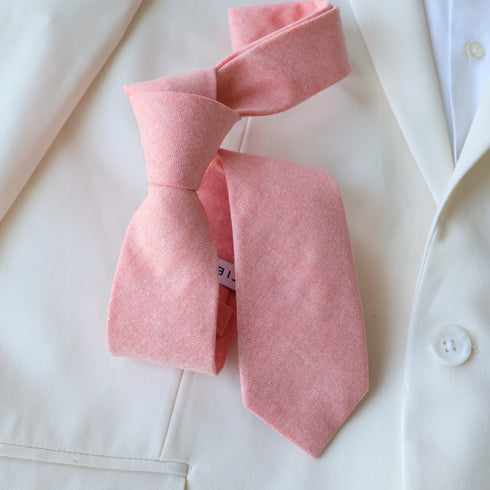 Salmon Peach Solid Skinny Tie