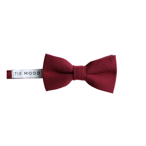 Burgundy Solid Cotton Kid's Pre-Tied Bow Tie