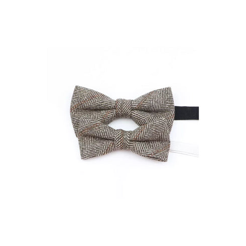 Brown Stripe Wool Kid's Pre-Tied Bow Tie