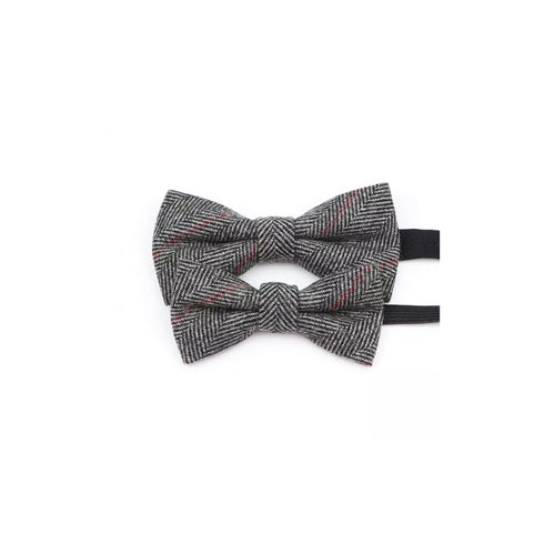 Gray & Black Stripes Wool Kid's Pre-Tied Bow Tie
