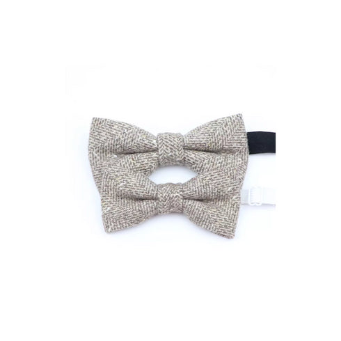 Heathered Brown Plaid Wool Kid's Pre-Tied Bow Tie