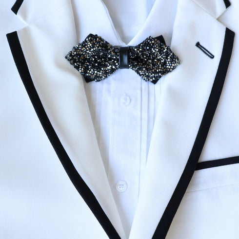 Lavender Pointed Tip Rhinestone Crystal Bow Tie