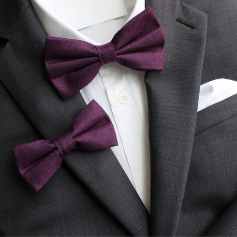 Plum Solid Cotton Adult Pre-Tied Bow Tie