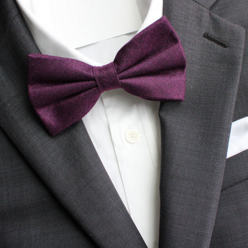 Plum Solid Cotton Adult Pre-Tied Bow Tie