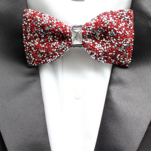 Red Rhinestone Crystal Bow Tie