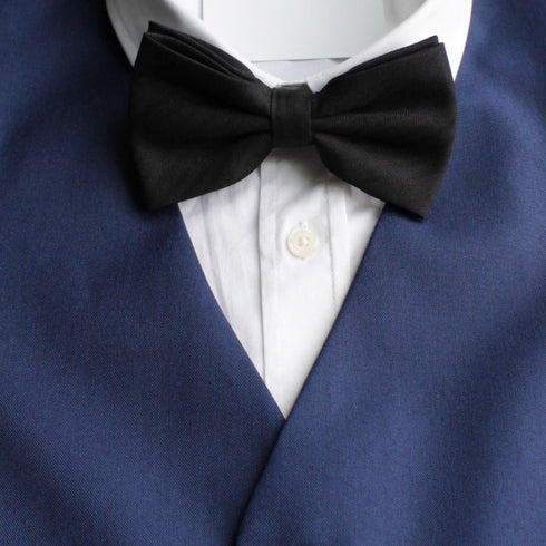 Black Solid Cotton Adult Pre-Tied Bow Tie