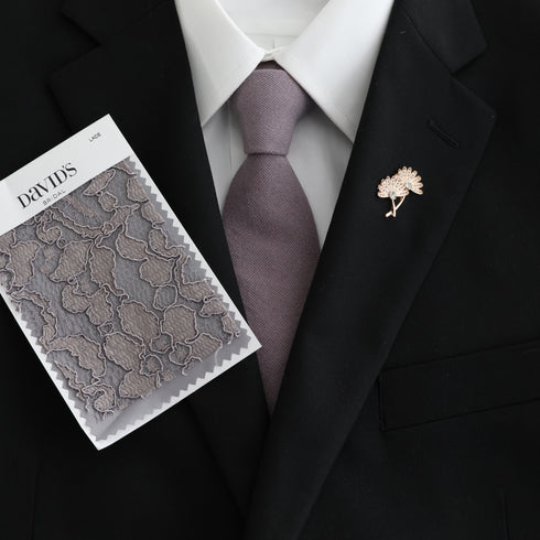 Grey Solid Cotton Skinny Tie