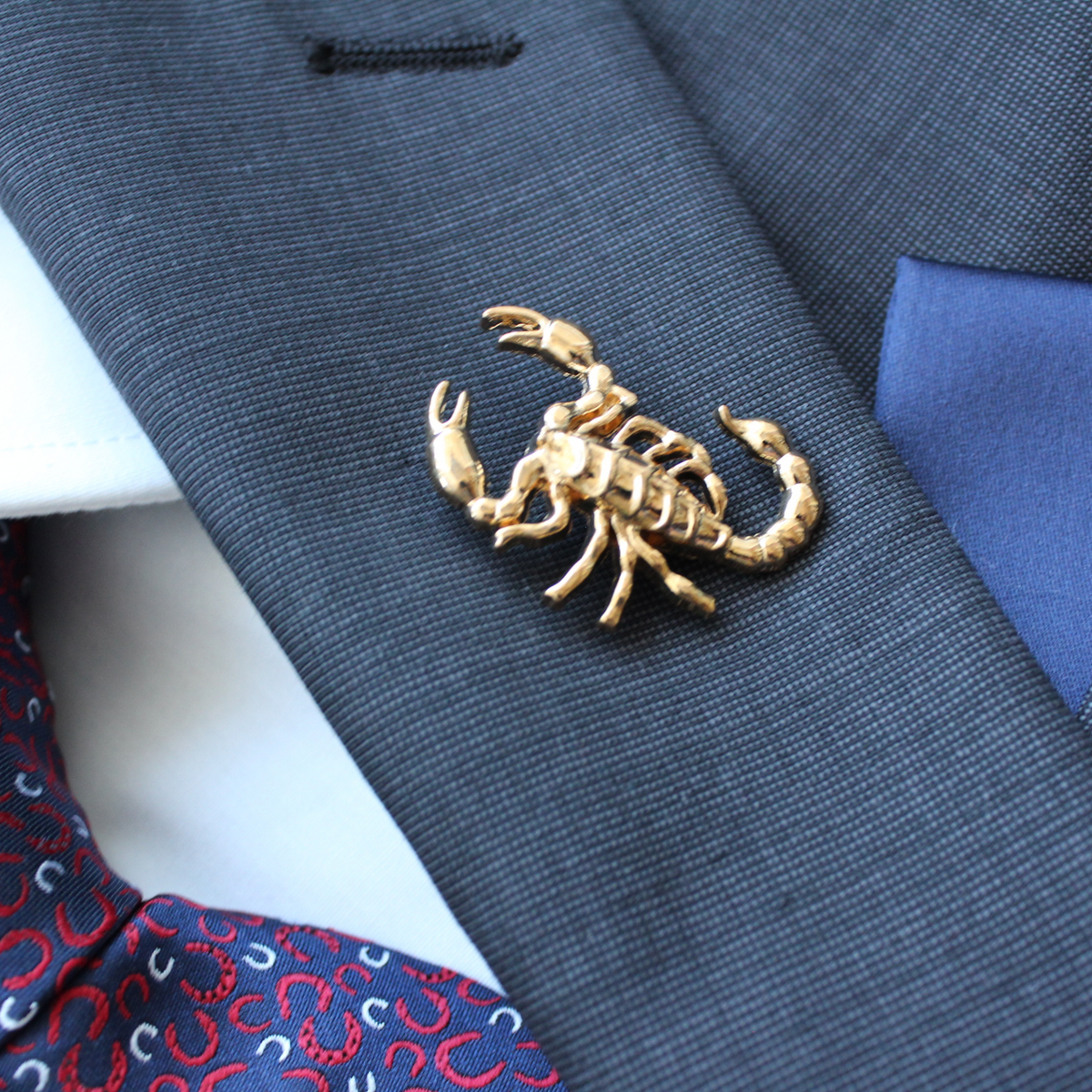 Cool Scorpion Brooch Set - 2Pcs Enamel Metal Lapel Pins With Rhinestones For Men & Women