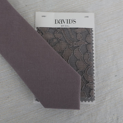 Grey Solid Cotton Skinny Tie