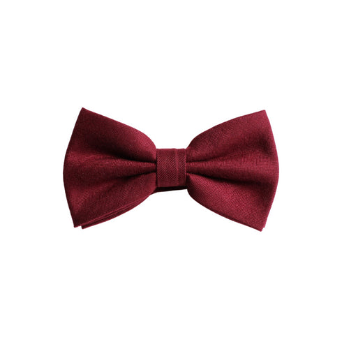 Burgundy Solid Cotton Adult Pre-Tied Bow Tie