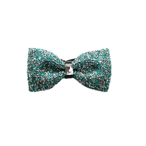 Turquoise Rhinestone Crystal Bow Tie