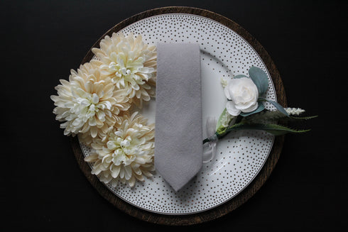 Silver Modern Solid Tie