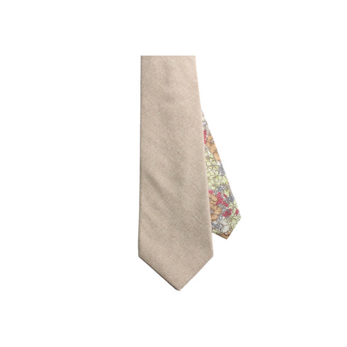 Chase Two-Tone Tan Solid & Floral Tail Tie