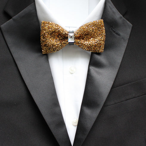 Gold Rhinestone Crystal Bow Tie