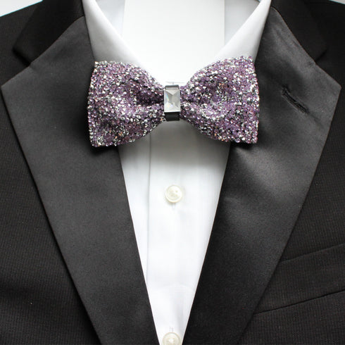 Lavender Rhinestone Crystal Bow Tie