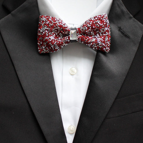 Red Rhinestone Crystal Bow Tie
