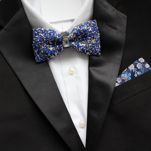 Sapphire Blue Rhinestone Crystal Bow Tie