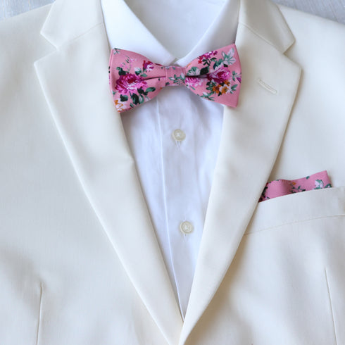 Ari Pink Floral Bow Tie