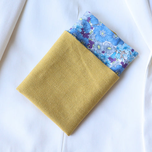 Rust Yellow Two-Tone Solid Front & Floral Back Pocket Square