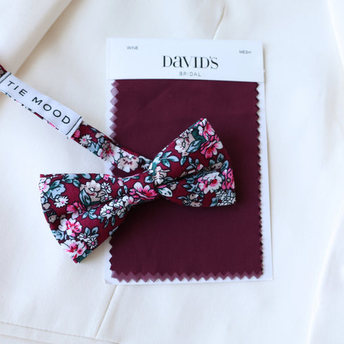 Chester Cabernet Wine Floral Kid's Bow Tie