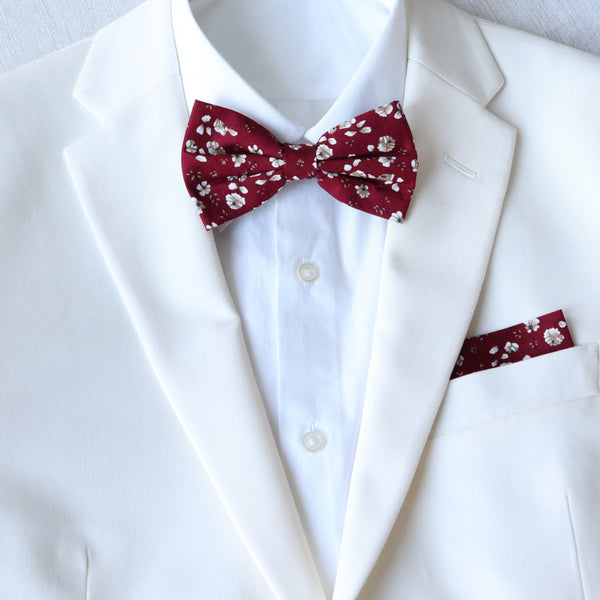 Rowan Burgundy Floral Bow Tie