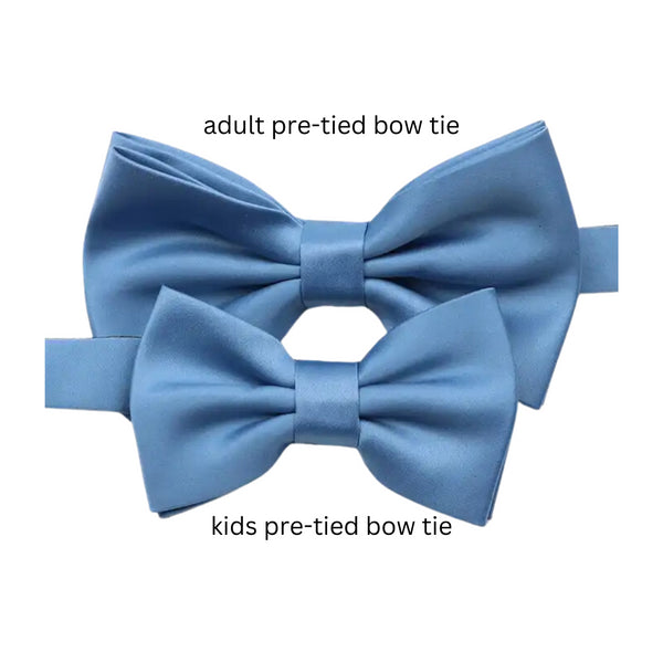 Steel Blue Solid Satin Kid's Pre-Tied Bow Tie