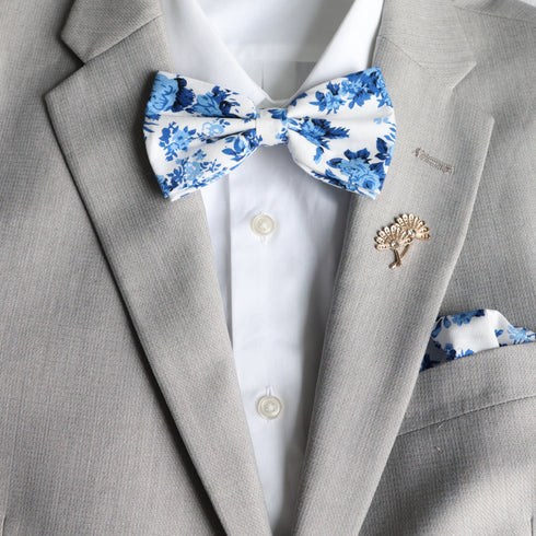 Harper Blue Floral Kid's Pre-Tied Bow Tie