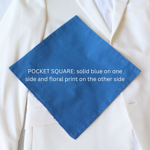 Royal Blue Two-Tone Solid & Floral Pocket Square