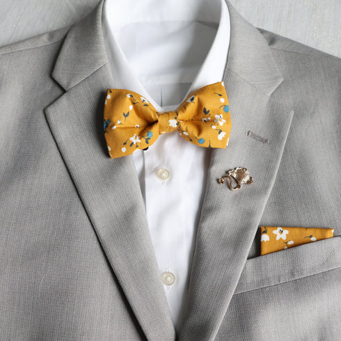 Ember Marigold Yellow Floral Kid's Pre-Tied Bow Tie