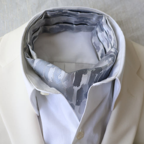 Silver Watercolor Design Ascot Tie