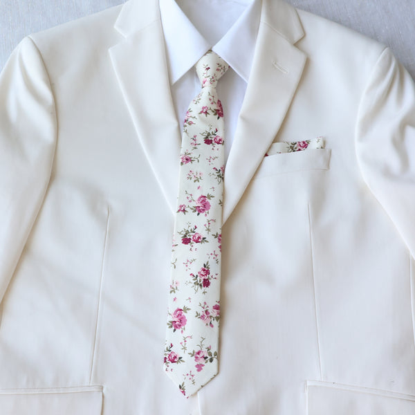Sailor Cream Floral Skinny Tie
