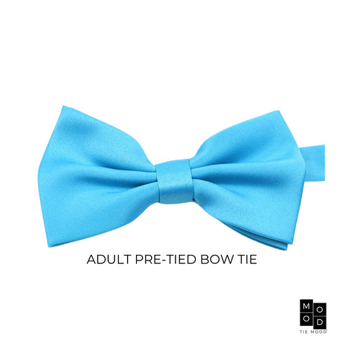 Malibu Blue Satin Adult Pre-Tied Bow Tie