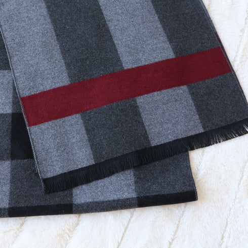 Gray Modern Stripes Men's Wool Blend Winter Scarf