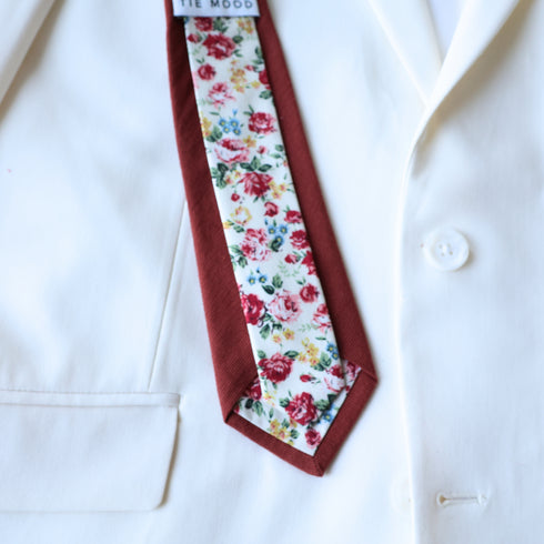 Cinnamon Solid & Floral Slim Tie