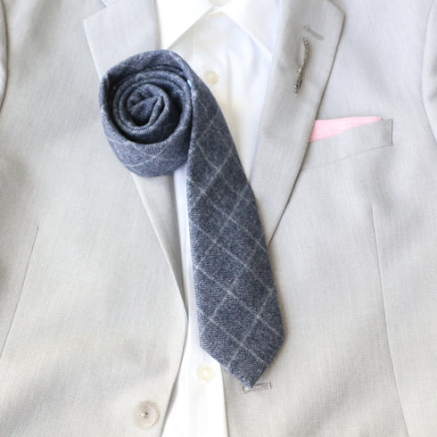 Carson Blue Plaid Wool Tie