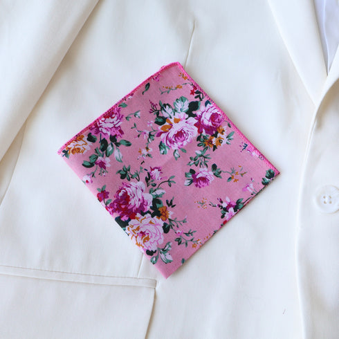 Ari Pink Floral Pocket Square
