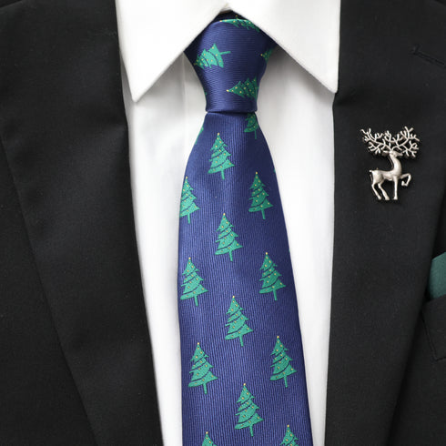 Green Christmas Trees Holiday Skinny Tie