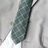 Green Plaid Wool & Cotton Blend Skinny Necktie