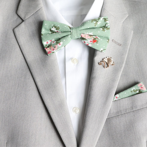 Taylor Sage Green Floral Kid's Pre-Tied Bow Tie