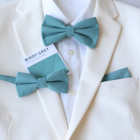 Seaglass Green Cotton Solid Kid's Pre-Tied Bow Tie