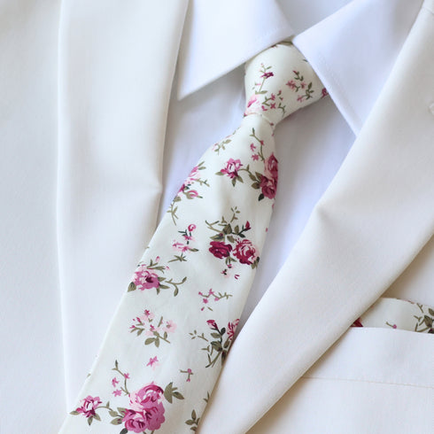 Sailor Cream Floral Skinny Tie