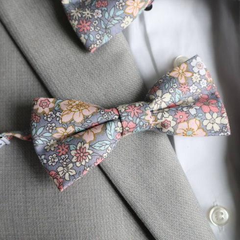 Auden Silver Floral Kid's Pre-Tied Bow Tie