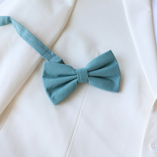 Seaglass Green Cotton Solid Adult Pre-Tied Bow Tie