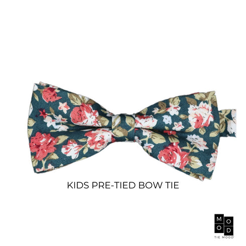 Aurora Green Floral Kid's Pre-Tied Bow Tie