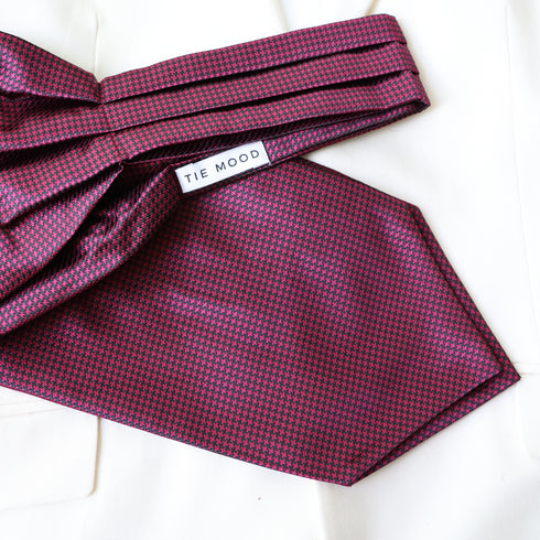 Burgundy Checkered Ascot Tie
