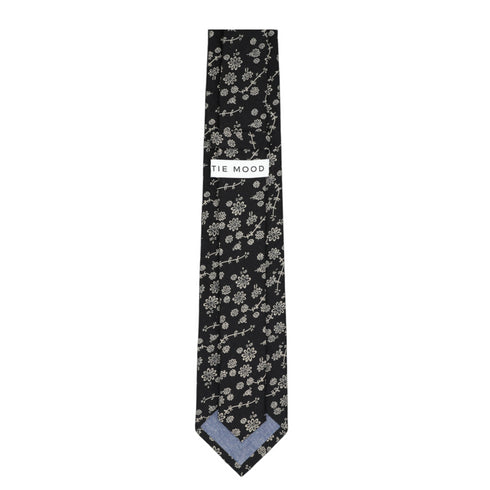 Macy Black Floral Skinny Tie & Pocket Square Set