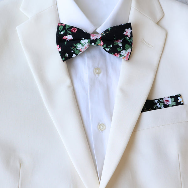 Benton Black Floral Bow Tie
